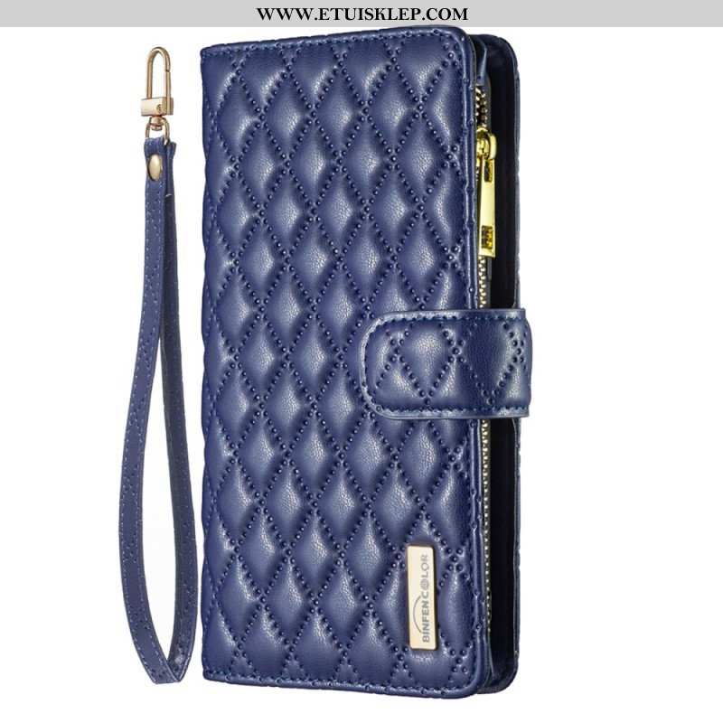 Etui Folio do Realme C35 z Łańcuch Binfen Color Pikowany Styl Z Paskami